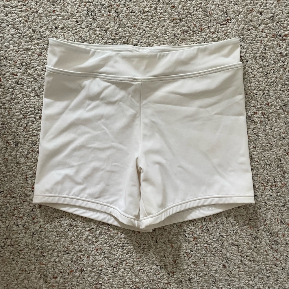 Balera White Spandex Shorts with Elastic Waistband